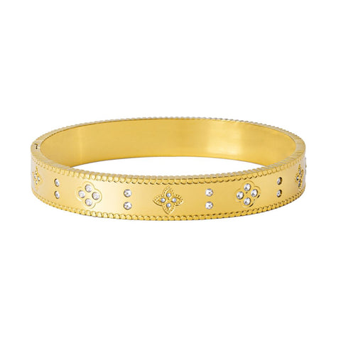 Tarnish Resistant 18k Gold Plated Clover Bangle