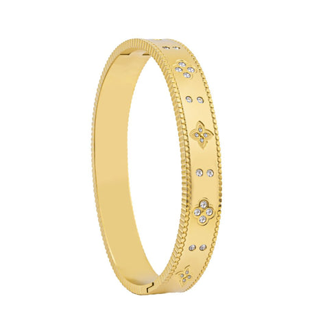 Tarnish Resistant 18k Gold Plated Clover Bangle