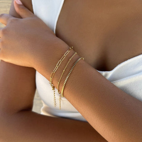 Tarnish Resistant 18k Gold Plated 3-Chain Bracelet Set