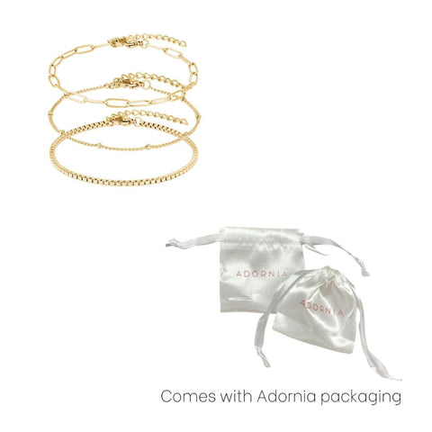 Tarnish Resistant 18k Gold Plated 3-Chain Bracelet Set
