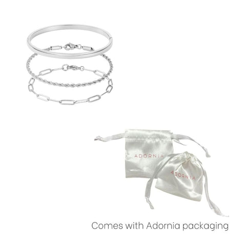 Tarnish Resistant Silver Plated Cuff and Chain Bracelet Set