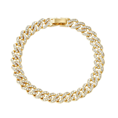 Gold Plated 8mm Crystal Curb Chain Bracelet