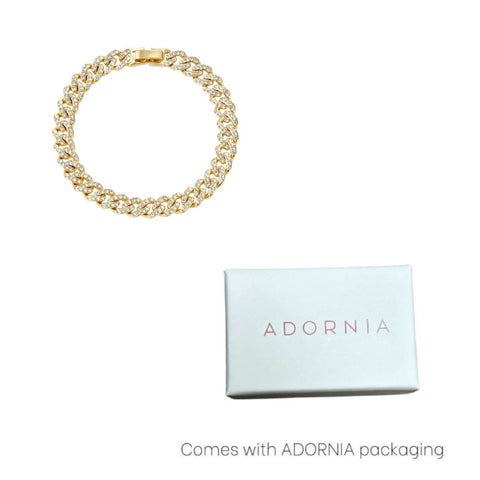 Gold Plated 8mm Crystal Curb Chain Bracelet