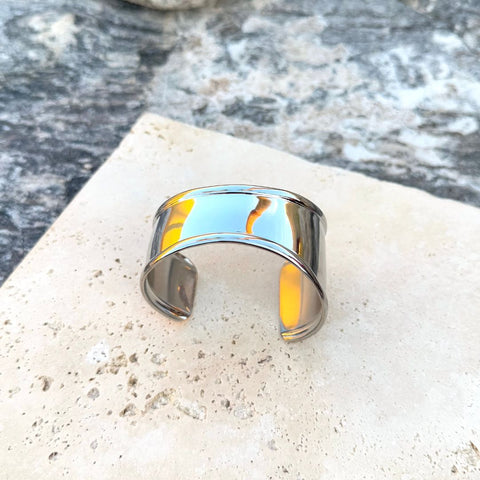 Tarnish Resistant Silver Plated Tall Curve Cuff