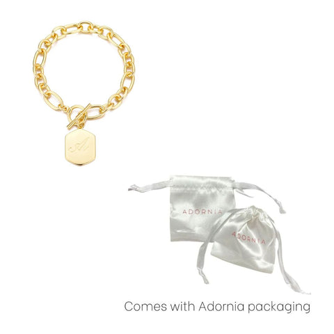 14k Gold Plated Monogram Initial Chunky Toggle Bracelet