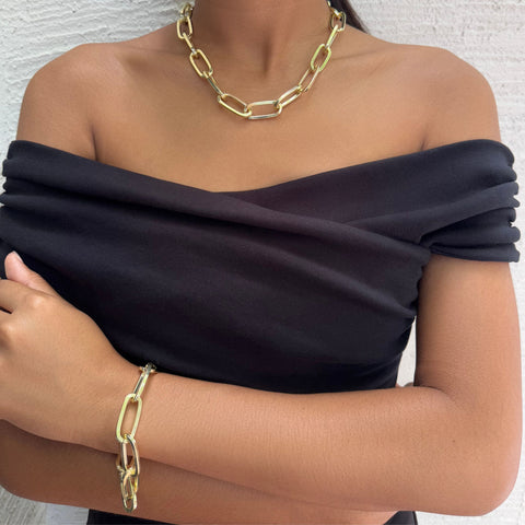 Gold Plated Chunky Paperclip Chain Bracelet