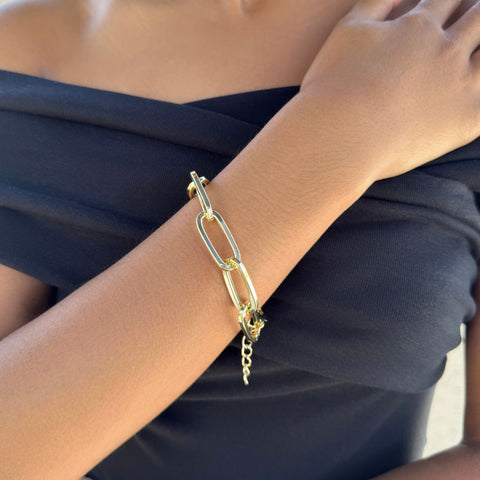 Gold Plated Chunky Paperclip Chain Bracelet