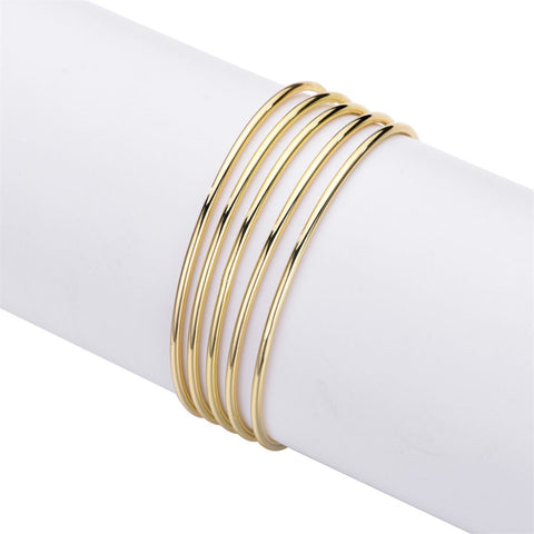 14k Gold Plated 5-Piece Tube Bangle Set