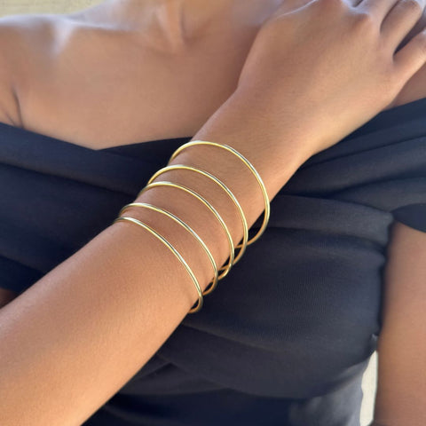 14k Gold Plated 5-Piece Tube Bangle Set