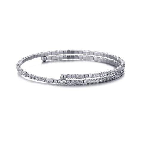 Silver Plated Adjustable Crystal Tennis Cuff