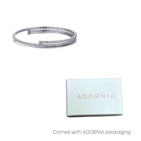 Silver Plated Adjustable Crystal Tennis Cuff