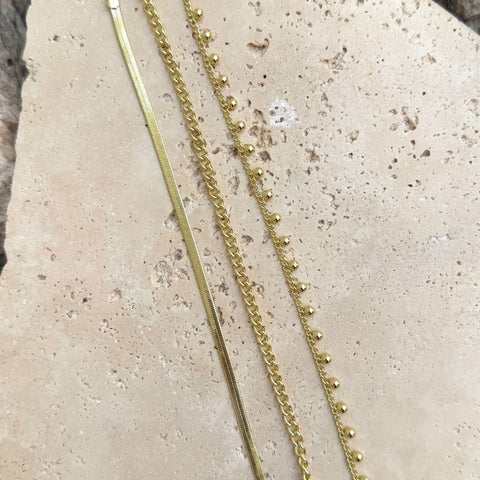 14k Gold Plated 3-Chain Set