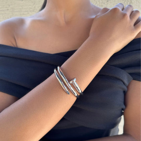 Silver Plated Hinge Nail Cuff
