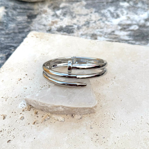 Silver Plated Hinge Nail Cuff