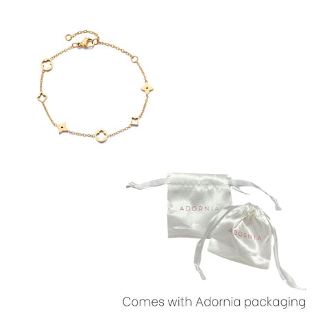 Tarnish Resistant 18k Gold Plated Mixed Clover Bracelet
