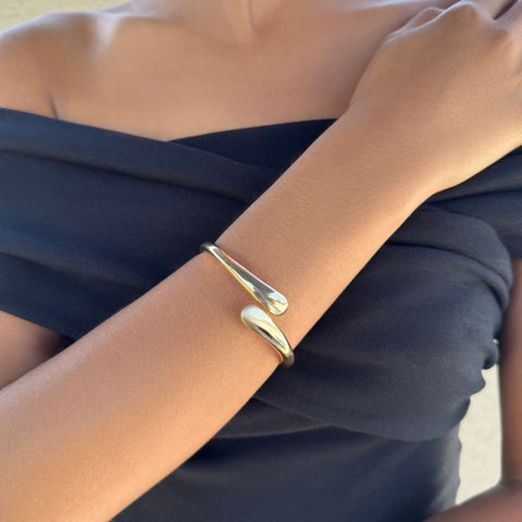 Gold Plated Overlapping Bands Cuff