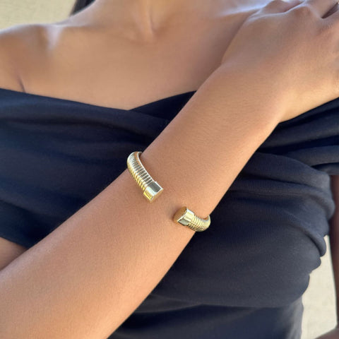 14k Gold Plated Omega Coil Cuff