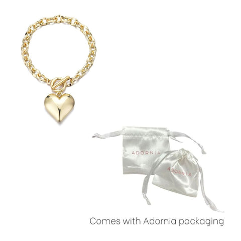 Gold Plated Puffy Heart Link Bracelet
