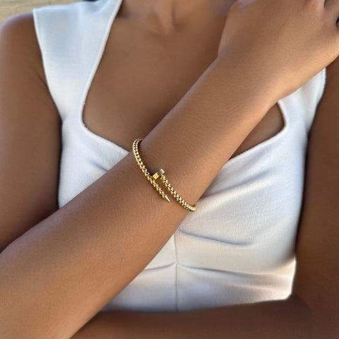 Tarnish Resistant 18k Gold Plated Beaded Nail Cuff