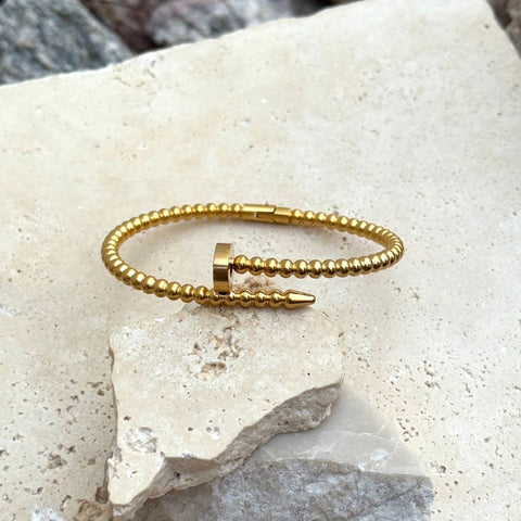 Tarnish Resistant 18k Gold Plated Beaded Nail Cuff