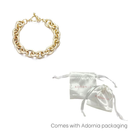 Gold Plated Chunky Oval Link Toggle Bracelet