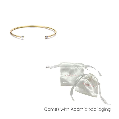14k Gold Plated Crystal Ends Open Cuff