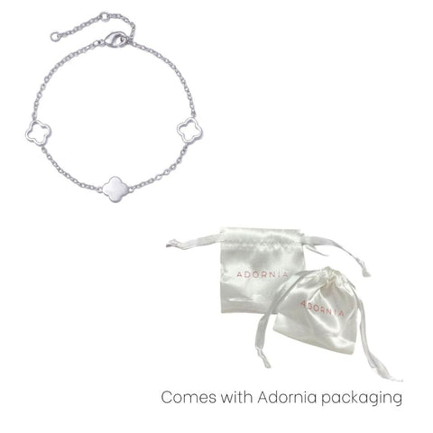 Silver Plated Clover Station Bracelet