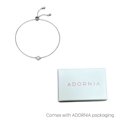 Silver Plated CZ Halo Bolo Bracelet