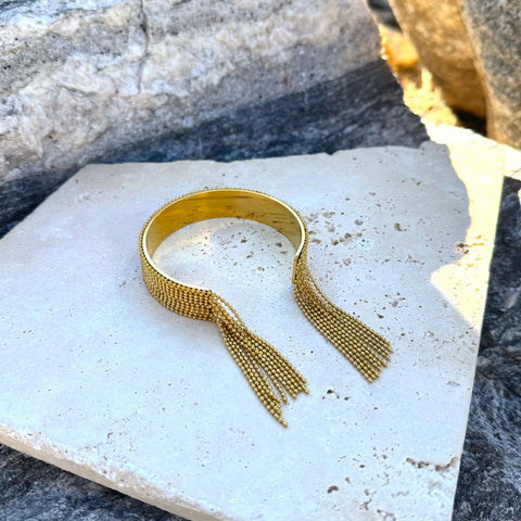 Tarnish Resistant 18k Gold Plated Fringe Cuff