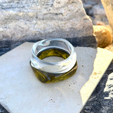 Set of Brown and Clear Bangle Set