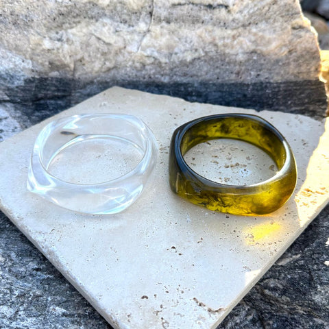 Set of Brown and Clear Bangle Set