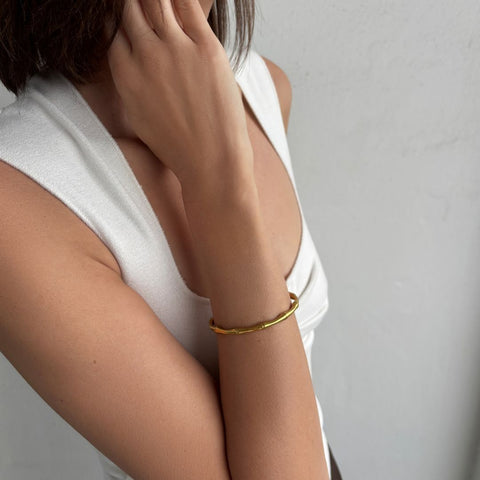 Tarnish Resistant 18k Gold Plated Bamboo Cuff