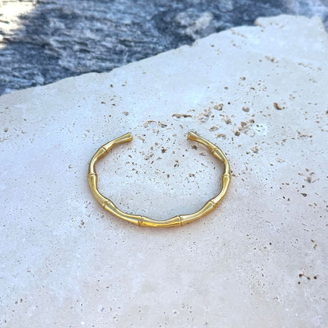 Tarnish Resistant 18k Gold Plated Bamboo Cuff