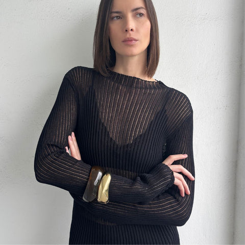 Gold Chunky Brown and Gold Bangle Set