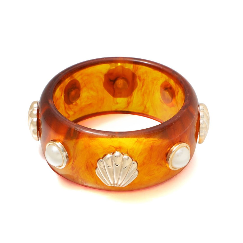 Shell and Pearl-Studded Tortoise Cuff