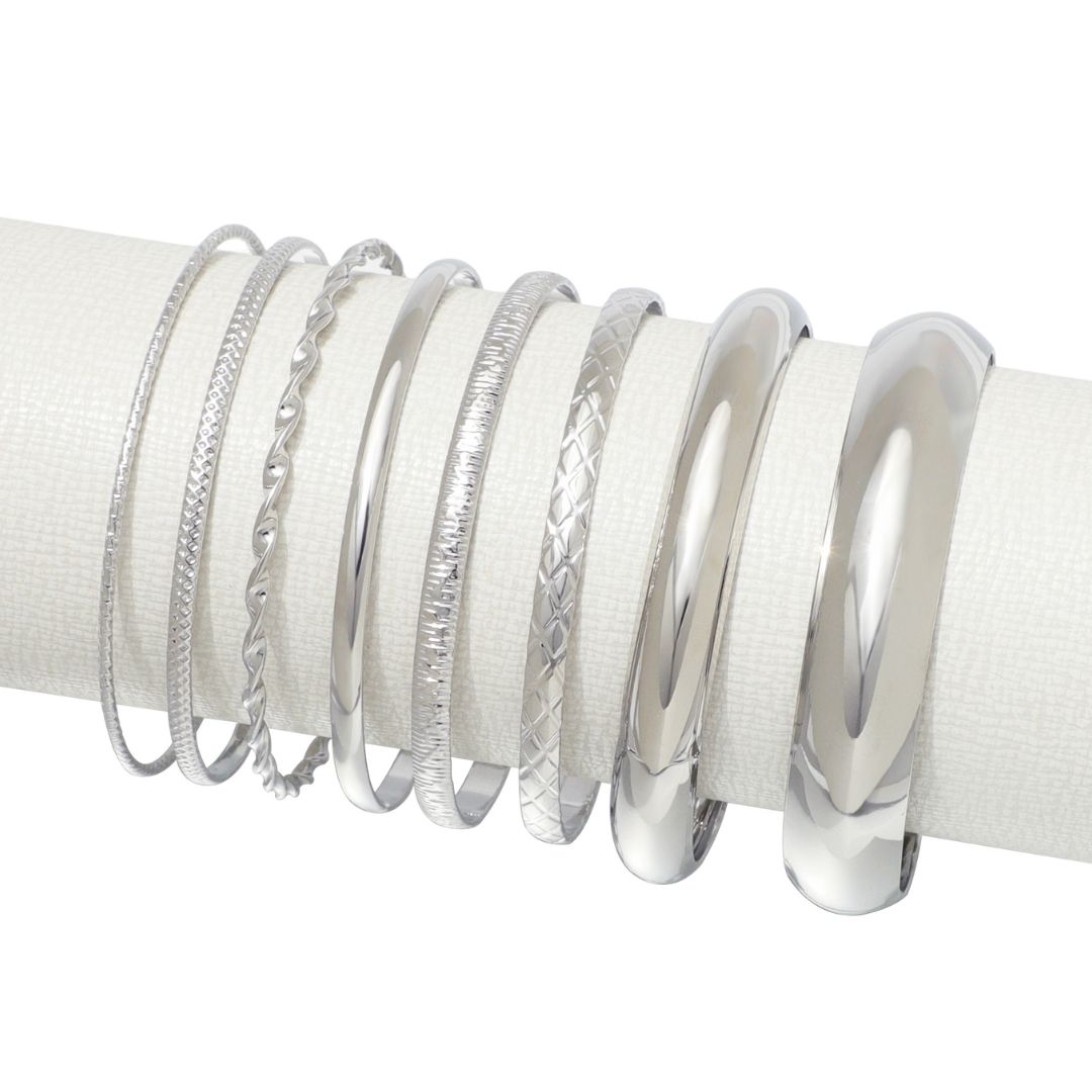 Silver Plated 8-Bangle Set – ADORNIA