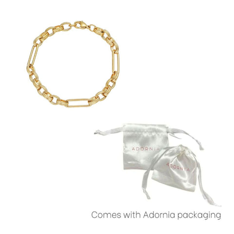 Tarnish Resistant 18k Gold Plated Mixed Paperclip Chain Bracelet