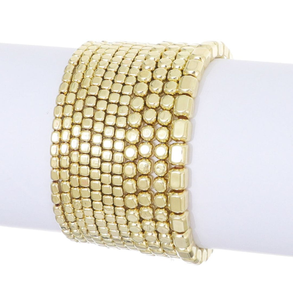 Set of 10 Golden Bead Stretch Bracelets