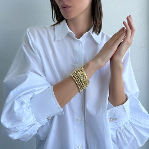 Set of 10 Golden Bead Stretch Bracelets