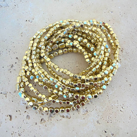Set of 10 Golden Bead Stretch Bracelets