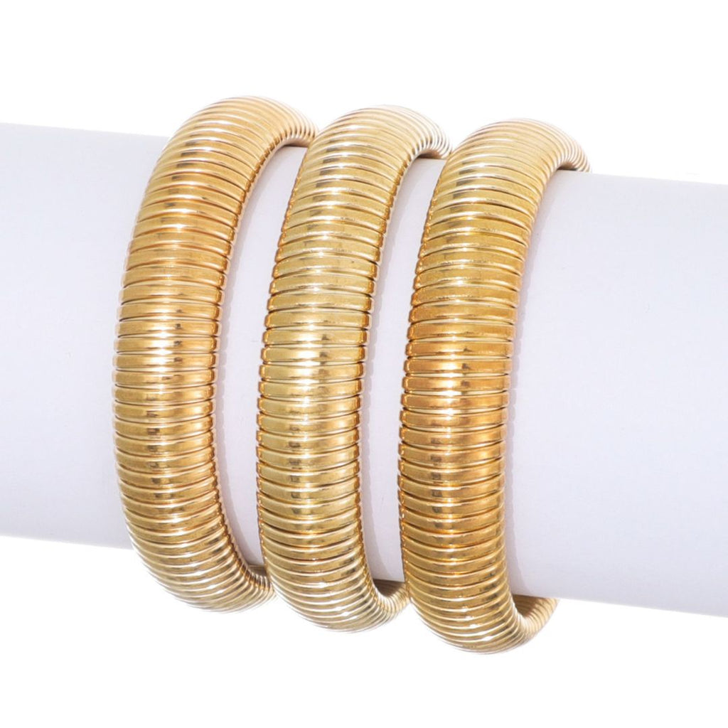 Gold Plated Set of 3 Coil Stretch Bracelets