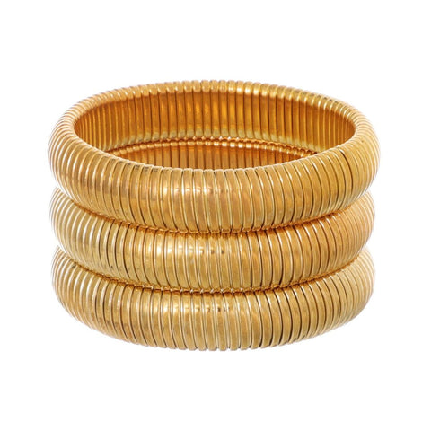 Gold Plated Set of 3 Coil Stretch Bracelets