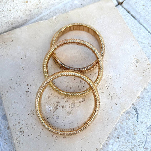 Gold Plated Set of 3 Coil Stretch Bracelets