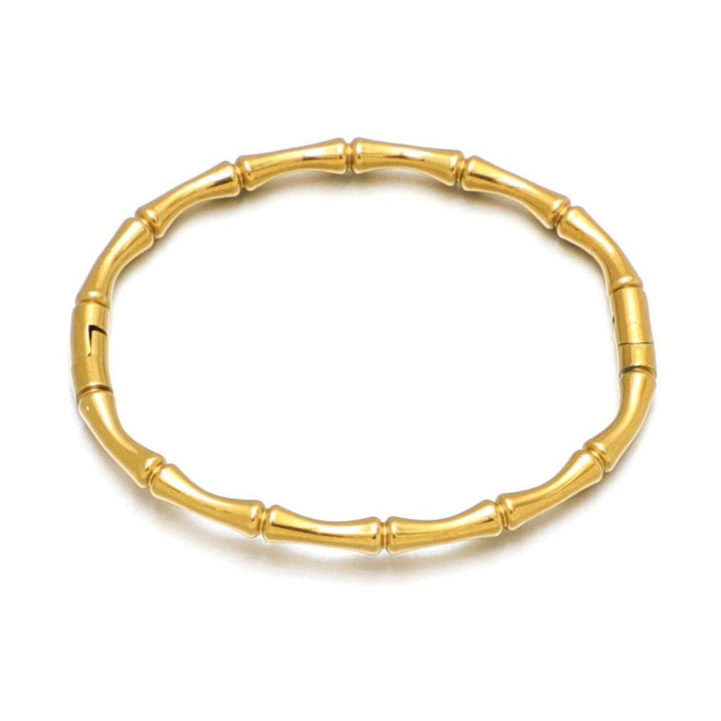 Tarnish Resistant 18k Gold Plated Invisible Clasp Bamboo Cuff