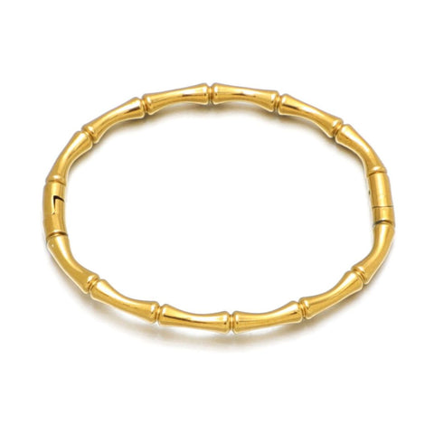 Tarnish Resistant 18k Gold Plated Invisible Clasp Bamboo Cuff