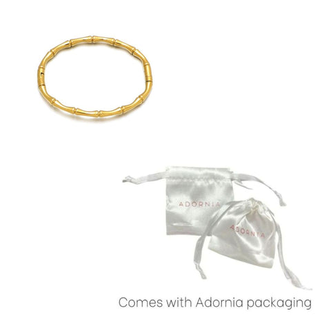 Tarnish Resistant 18k Gold Plated Invisible Clasp Bamboo Cuff