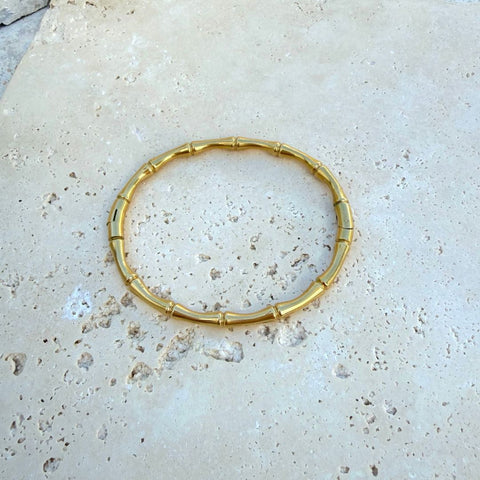 Tarnish Resistant 18k Gold Plated Invisible Clasp Bamboo Cuff