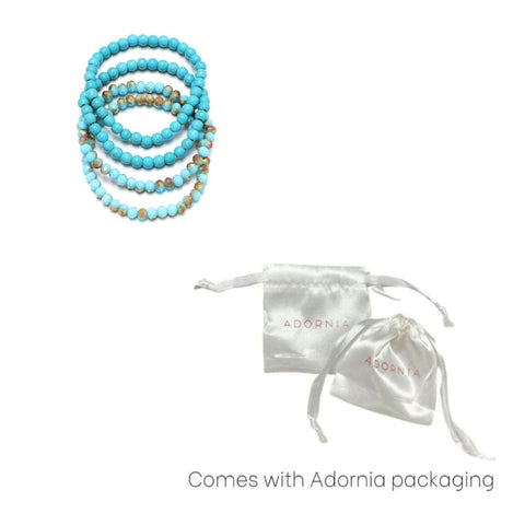 Set of 4 Turquoise and Crystal Stretch Bracelets