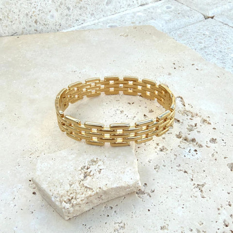 Gold Plated Chain Cuff with Invisible Clasp