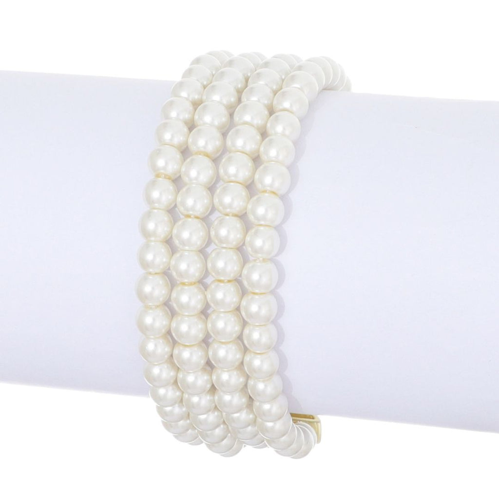 Multi-Strand Faux Pearl Statement Bracelet